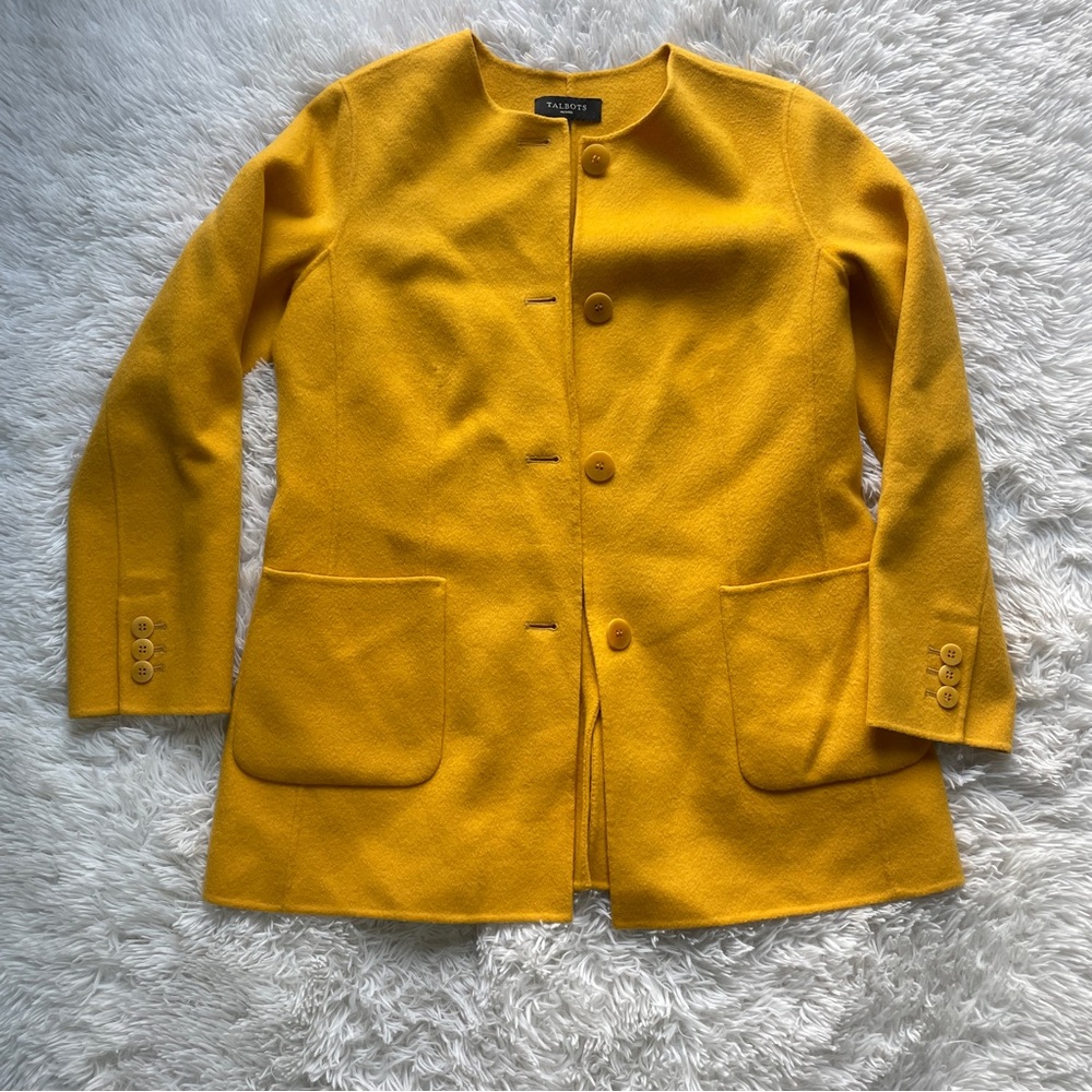 Talbots Wool Blend Collarless Button Down Jacket - image 1